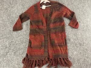 Kamana Sweater Women Large Cardigan Red Open Front Wool Blend Drape B1